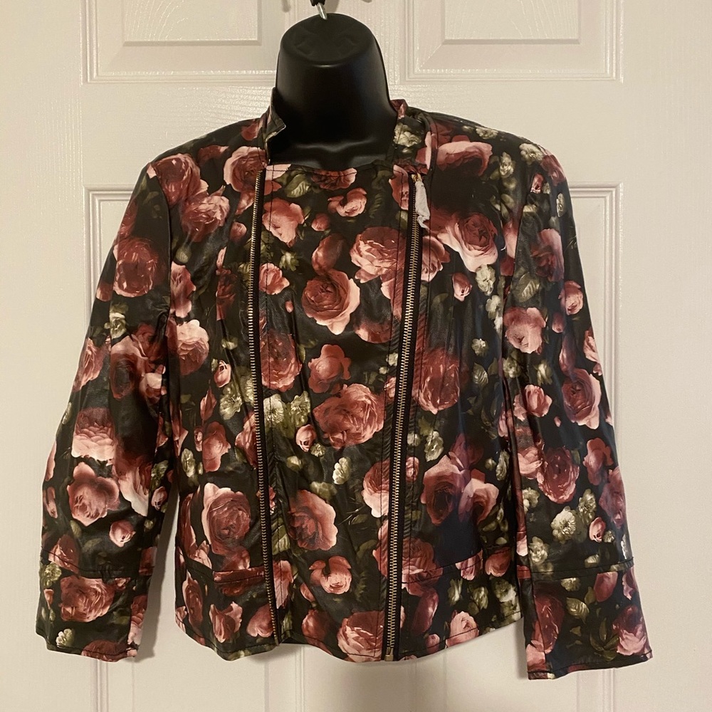 Floral Print Zip Up Jacket Blazer